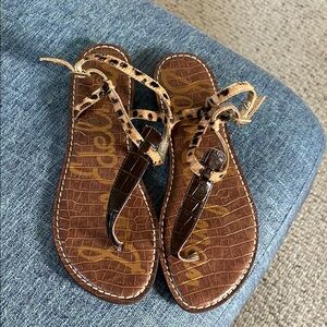 Sam Edelman Brown leather and leopard sandals